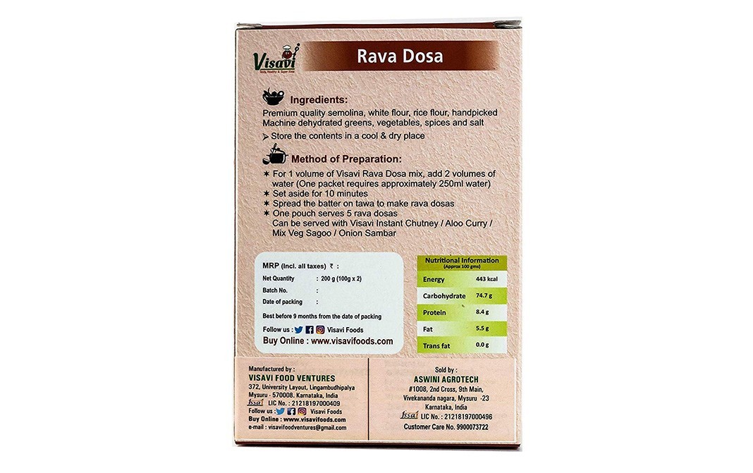 Visavi Rava Dosa    Box  100 grams